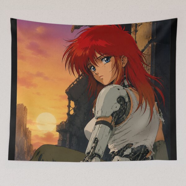 Item preview, 90s Anime Cyberpunk Girl Sunset Ruins designed and sold by bapupa.