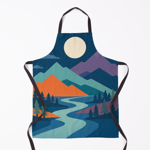 Item preview, Geometric Moonlit Mountains and River designed and sold by InkSmithery.