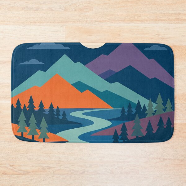 Item preview, Geometric Moonlit Mountains and River designed and sold by InkSmithery.