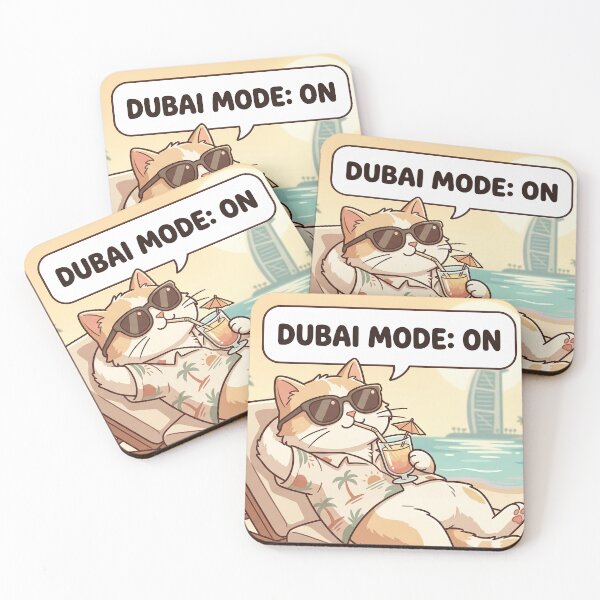 Item preview, Funny Cat Vacation Dubai Mode On Cute Animal Luxury Sticker designed and sold by SoftAuraStudi0.