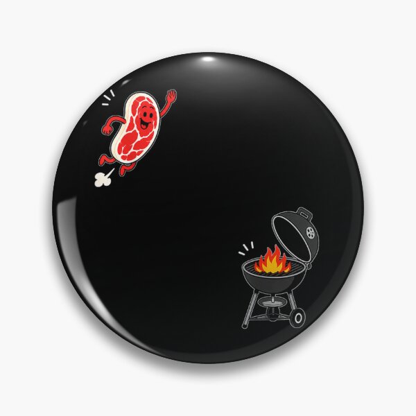 Item preview, Cute Cartoon Happy Steak Jumping Into Charcoal Barbecue Grill Graphic designed and sold by WilliaMaler.