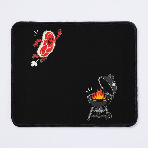 Item preview, Cute Cartoon Happy Steak Jumping Into Charcoal Barbecue Grill Graphic designed and sold by WilliaMaler.