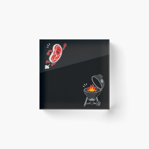 Item preview, Cute Cartoon Happy Steak Jumping Into Charcoal Barbecue Grill Graphic designed and sold by WilliaMaler.