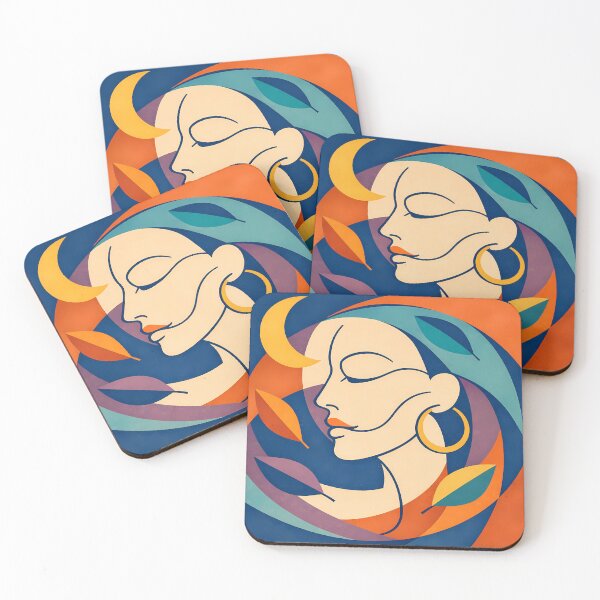 Item preview, Moonlit Minimal Face with Leaves designed and sold by InkSmithery.