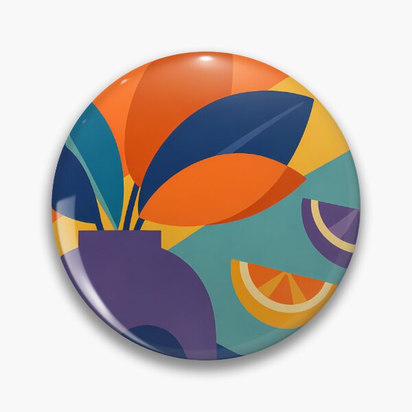 Item preview, Colourful Vase with Leaves and Citrus Shapes designed and sold by InkSmithery.