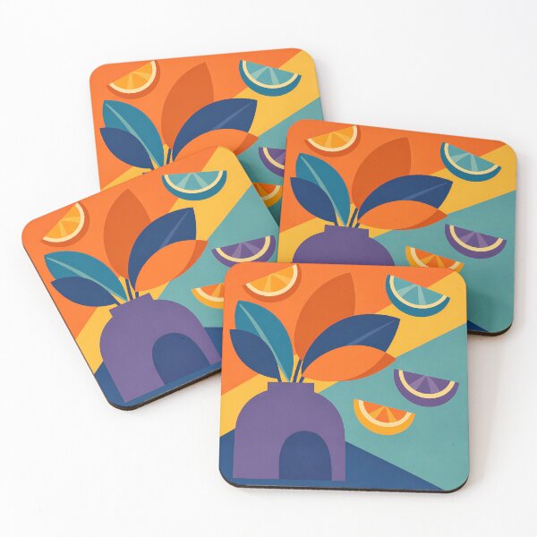 Item preview, Colourful Vase with Leaves and Citrus Shapes designed and sold by InkSmithery.