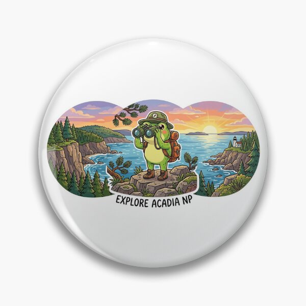 Item preview,  Frog Tourist in Acadia National Park – Cute Travel Cartoon Art   designed and sold by ArtsyExplorer.