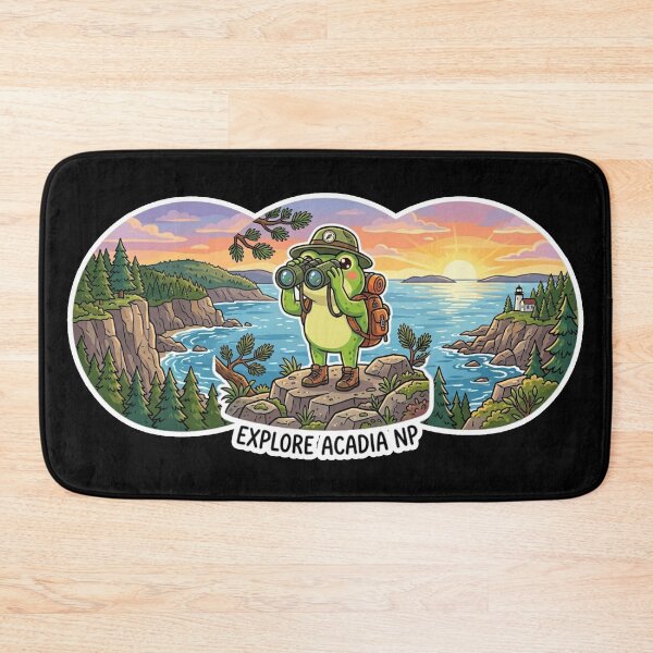 Item preview,  Frog Tourist in Acadia National Park – Cute Travel Cartoon Art   designed and sold by ArtsyExplorer.