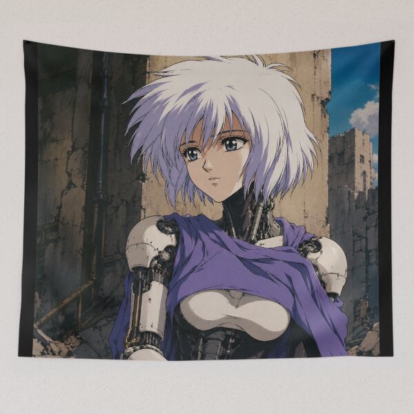 Item preview, Retro Anime Android Cyborg Girl Purple Cape designed and sold by bapupa.