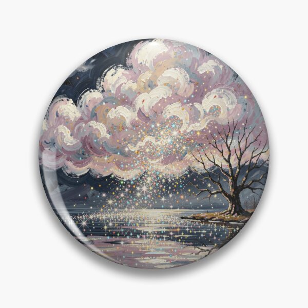 Item preview, Cosmic Cloud Reflection - Modern Surreal Impressionist Tree Oil Painting designed and sold by myforestfog.