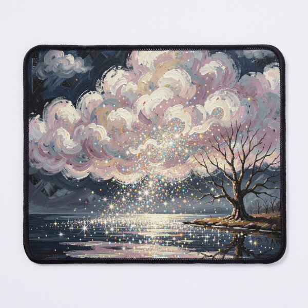 Item preview, Cosmic Cloud Reflection - Modern Surreal Impressionist Tree Oil Painting designed and sold by myforestfog.