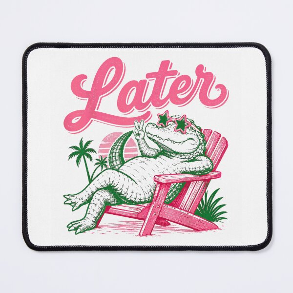 Item preview, Chill Green Later Alligator Peace Sign Pink Chair Retro Sunset designed and sold by LittleNhutton.