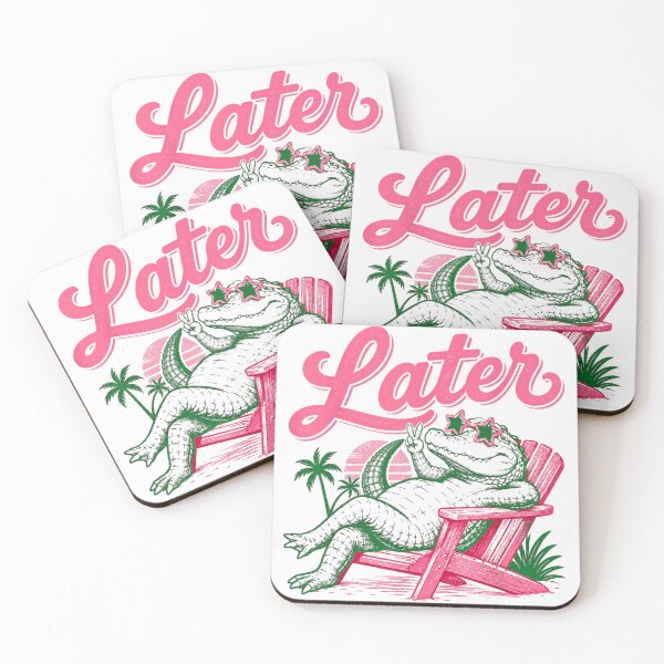 Item preview, Chill Green Later Alligator Peace Sign Pink Chair Retro Sunset designed and sold by LittleNhutton.