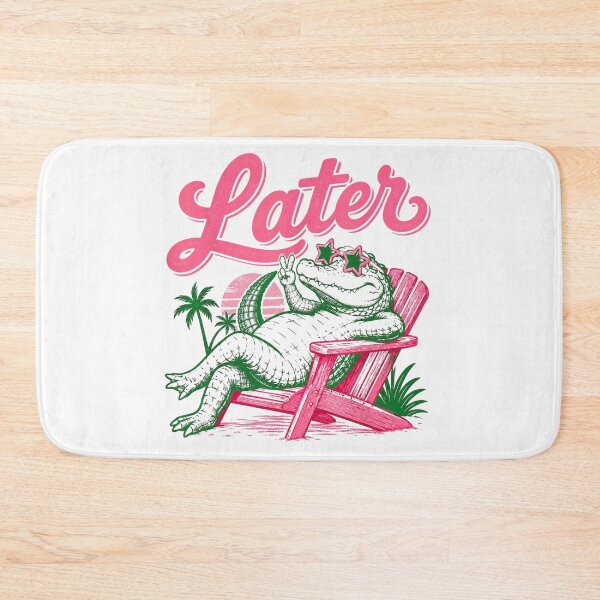 Item preview, Chill Green Later Alligator Peace Sign Pink Chair Retro Sunset designed and sold by LittleNhutton.