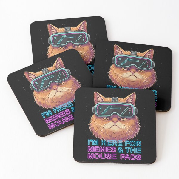Item preview, Grumpy Gamer Cat Wearing Neon VR Headset designed and sold by Craft Shift.