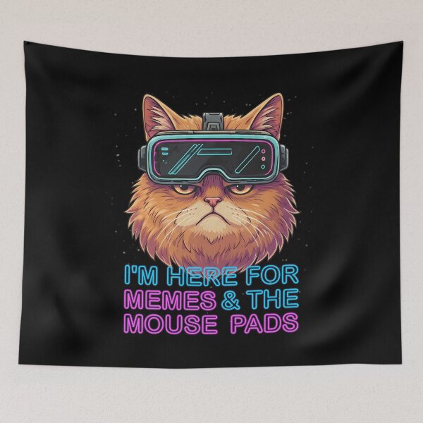 Item preview, Grumpy Gamer Cat Wearing Neon VR Headset designed and sold by Craft Shift.