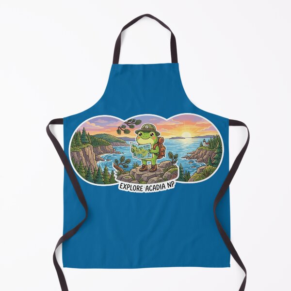 Item preview, Cute Frog Tourist in Acadia National Park – Cute Travel Cartoon Art designed and sold by ArtsyExplorer.