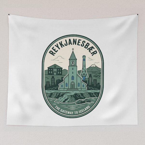 Item preview, Vintage Reykjanesbaer Iceland Gateway Landmark Badge designed and sold by k3rstman1.