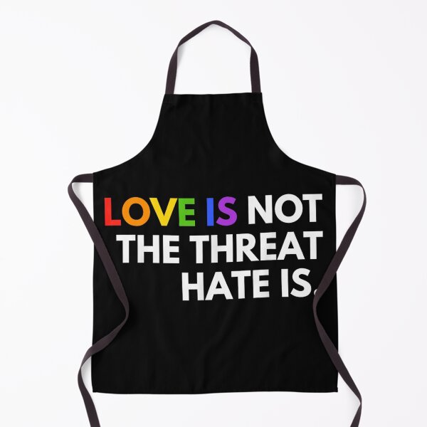 Item preview, Love Is Not The Threat Hate Is Rainbow Typography LGBTQ Art designed and sold by YubitaLeLe.