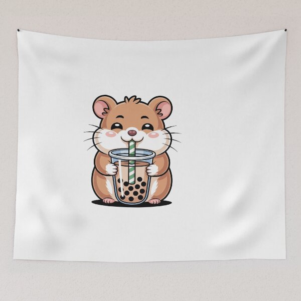 Item preview, Hamster Enjoying Bubble Tea designed and sold by jkrphoto.