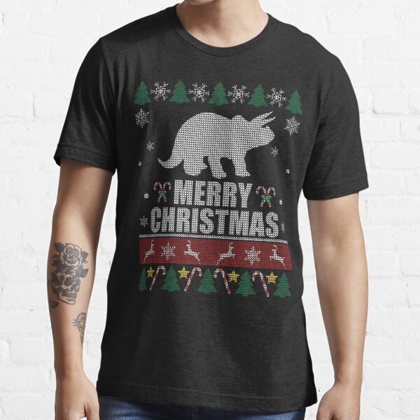 T-Rex Hates Christmas Women's V-Neck T-Shirt Funny Xmas Ugly Sweater Dinosaur