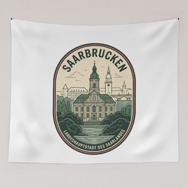 Item preview, Saarbrücken Saarland Germany Retro Travel Badge designed and sold by k3rstman1.