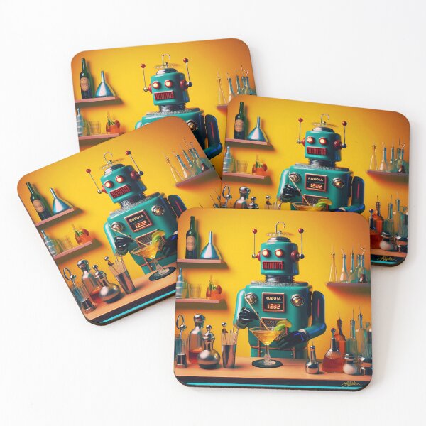 Item preview, Retro Futuristic Robot ROBIA Model12J2 Bartender designed and sold by Lee Hiller Designs.