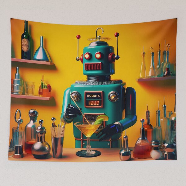 Item preview, Retro Futuristic Robot ROBIA Model12J2 Bartender designed and sold by Lee Hiller Designs.