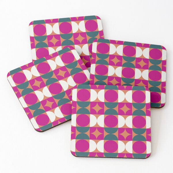 Item preview, Retro abtract geometric fuchsia cloud teal pattern designed and sold by glowvim.