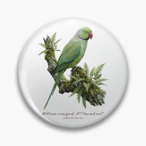 Item preview, Rose-ringed Parakeet on Mossy Branch designed and sold by Takeda-art.