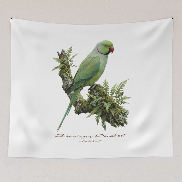 Item preview, Rose-ringed Parakeet on Mossy Branch designed and sold by Takeda-art.