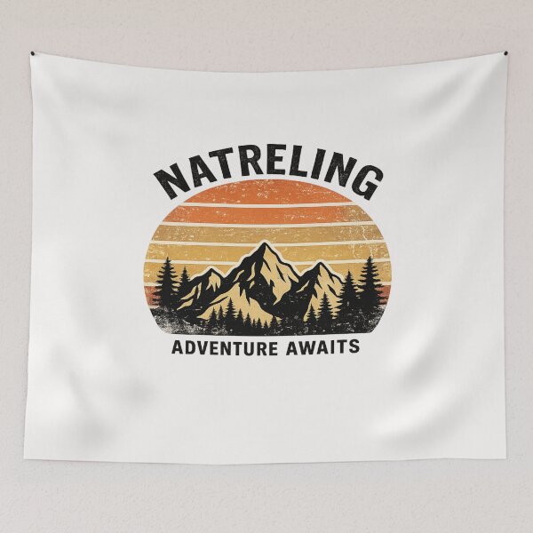 Item preview, NATRELING Adventure Awaits Retro Mountain Vintage Hiking Camping Nature T-Shirt Sticker designed and sold by RelateAndTee.