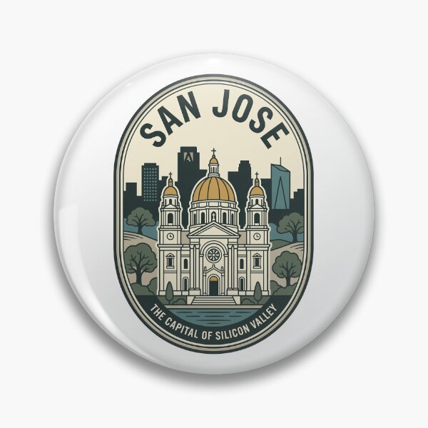 Item preview, San Jose Silicon Valley Cathedral Skyline Badge designed and sold by k3rstman1.