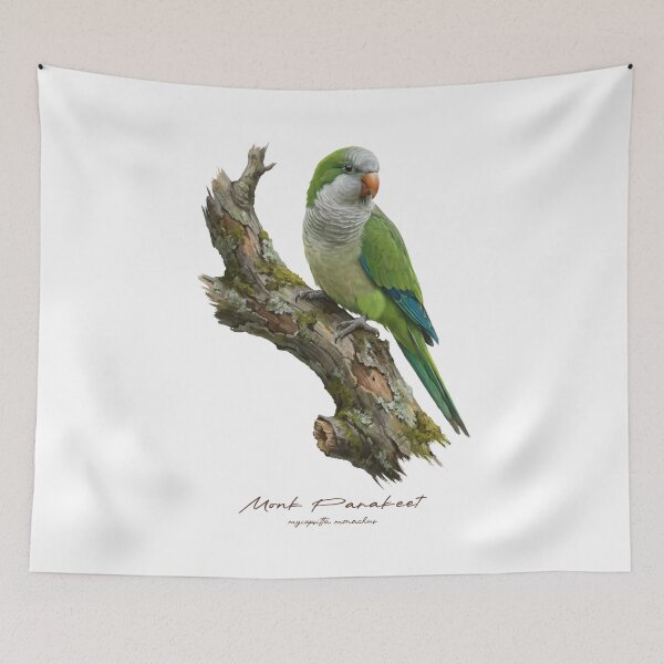 Item preview, Monk Parakeet on Mossy Branch designed and sold by Takeda-art.