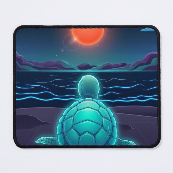 Item preview, Neon Sea Turtle Solar Eclipse Synthwave Art designed and sold by TreasureOfAna.