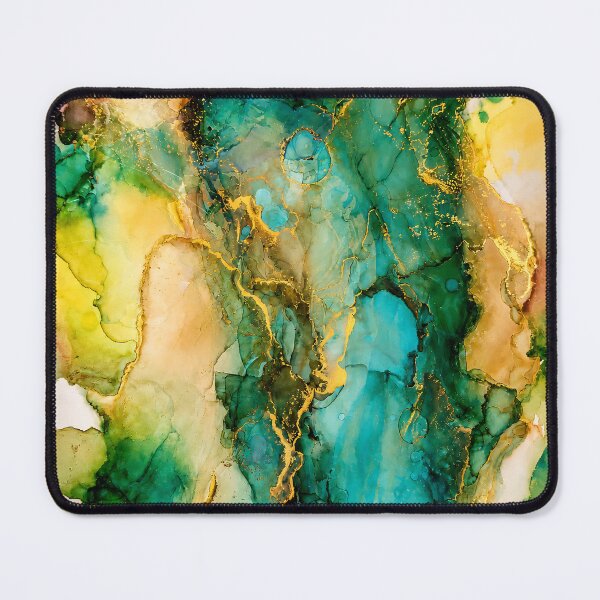 Item preview, Emerald Gold Marble – Luxury Abstract Ink Painting designed and sold by PourtionOfArt.