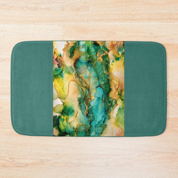 Item preview, Emerald Gold Marble – Luxury Abstract Ink Painting designed and sold by PourtionOfArt.