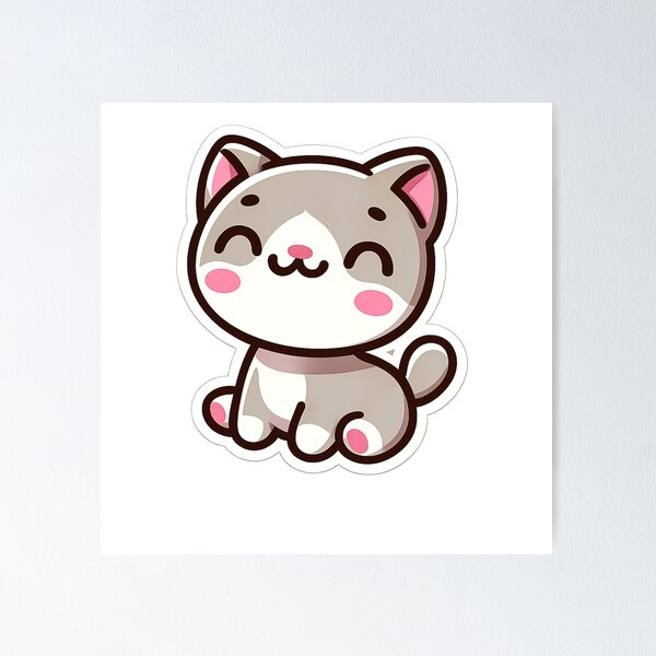 Item preview, A smiling cartoon-esque kitty in a seated position. designed and sold by ElijahTheOne.