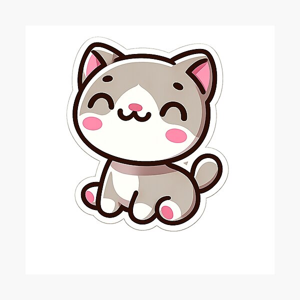 Item preview, A smiling cartoon-esque kitty in a seated position. designed and sold by ElijahTheOne.