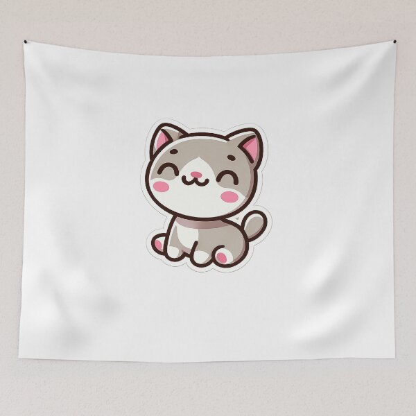 Item preview, A smiling cartoon-esque kitty in a seated position. designed and sold by ElijahTheOne.