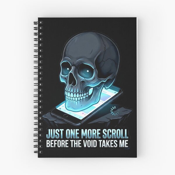 Item preview, Just One More Scroll Doomscrolling Skull designed and sold by Oommen Studio .