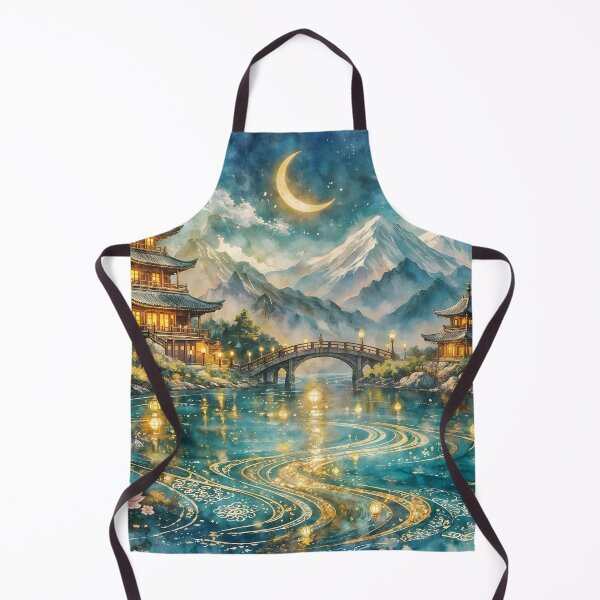 Item preview, Turquoise and Gold Japanese Landscape designed and sold by sigmaartstudio.