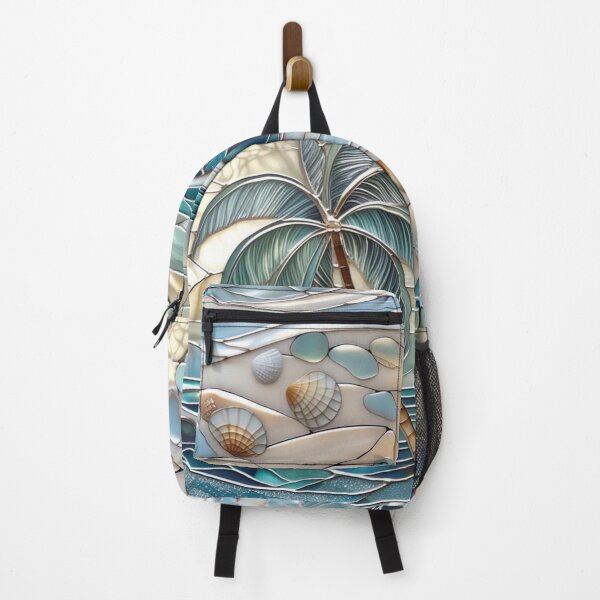 Item preview, Tropical beach in a dreamy stained-glass window designed and sold by BriSher.