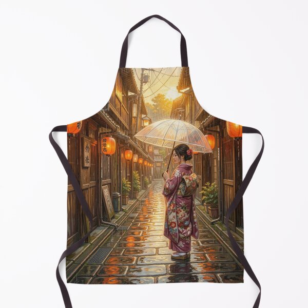 Item preview, Rainy Evening Nostalgia - Traditional Asian Street and Kimono Art designed and sold by myforestfog.