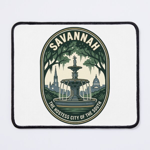 Item preview, Savannah Georgia Forsyth Park Fountain Retro Emblem designed and sold by k3rstman1.