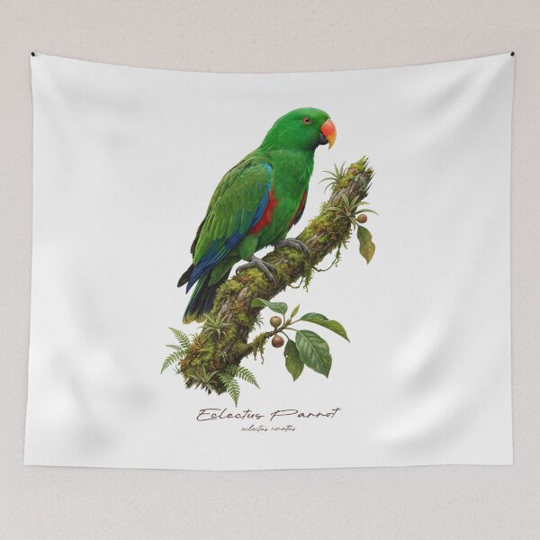 Item preview, Eclectus Parrot on Mossy Branch designed and sold by Takeda-art.