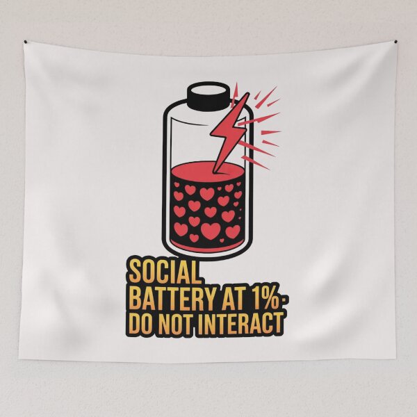 Item preview, Social Battery At 1% - Do Not Interact - Funny Introvert Humor designed and sold by Design_Your_Day.
