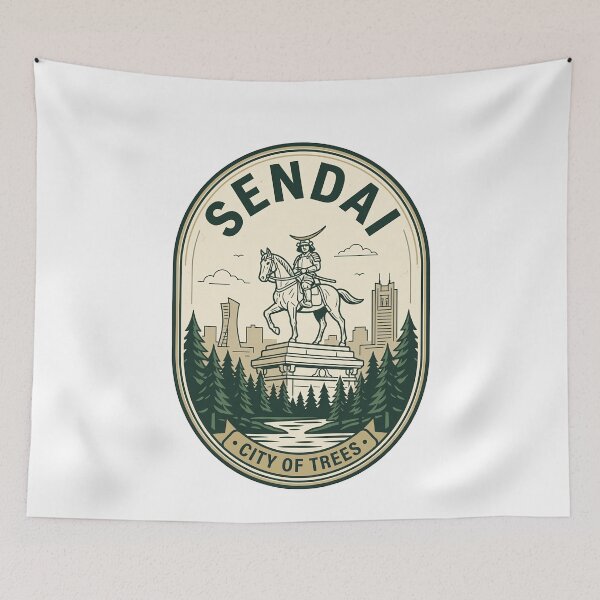 Item preview, Sendai Japan City of Trees Samurai Statue Badge designed and sold by k3rstman1.