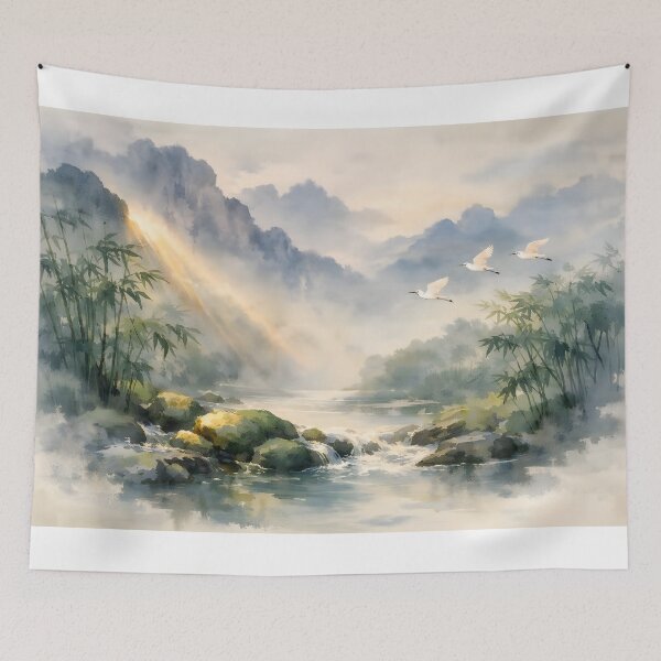 Item preview, Misty Mountains Bamboo Stream designed and sold by sigmaartstudio.