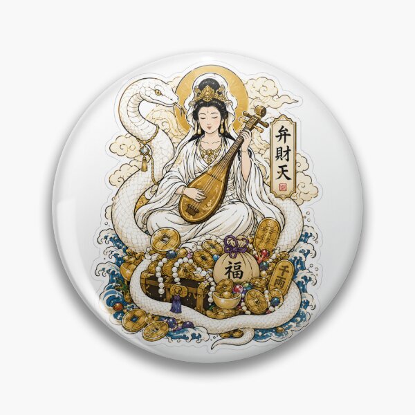 Item preview, Benzaiten White Snake Sticker | Japanese Goddess Fortune Art designed and sold by SeiMeets.